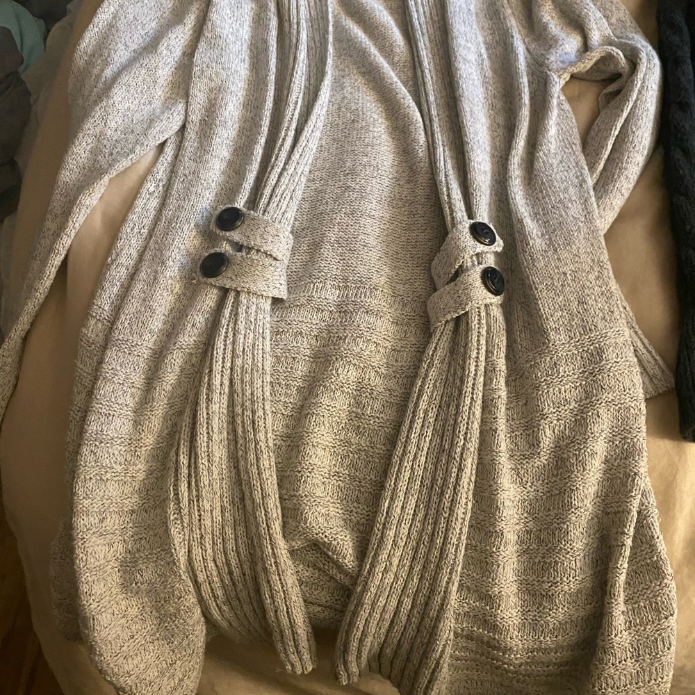 Elegant Gray Cardigan with Button Details
